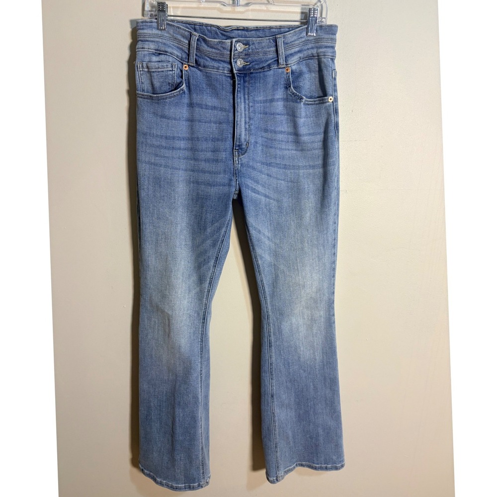 Artemis Vintage Flare Jeans 15/31 Light Wash Double‎ Button High Rise Stretch
